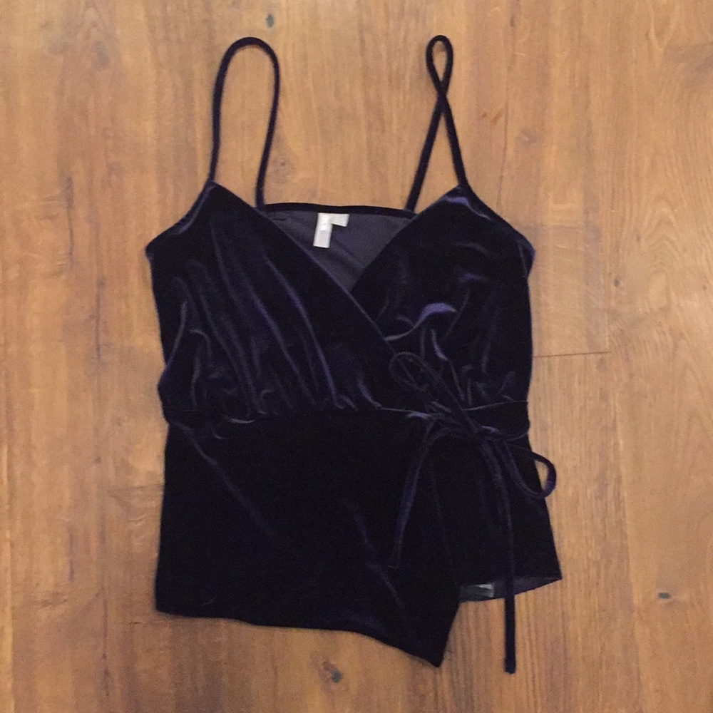 Navy blue velvet wrap tank